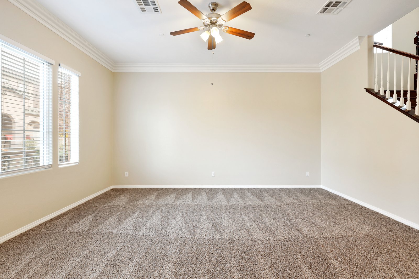 Empty living area before virtual staging