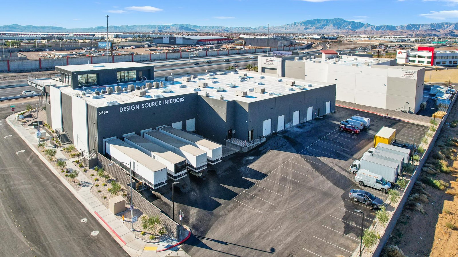 Commercial warehouse documented with aerial drone photography